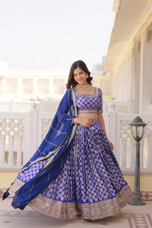 Gorgeous Viscous Jacquard Wedding Wear Lehenga Choli - Ethnicwish