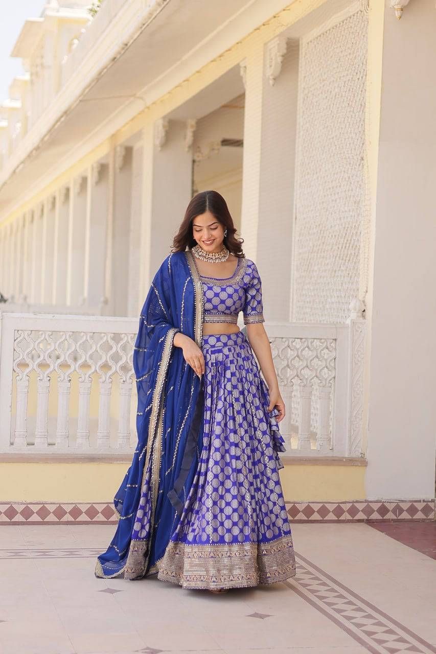 Gorgeous Viscous Jacquard Wedding Wear Lehenga Choli - Ethnicwish