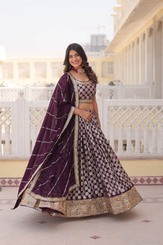 Gorgeous Viscous Jacquard Wedding Wear Lehenga Choli - Ethnicwish