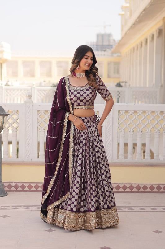 Gorgeous Viscous Jacquard Wedding Wear Lehenga Choli - Ethnicwish