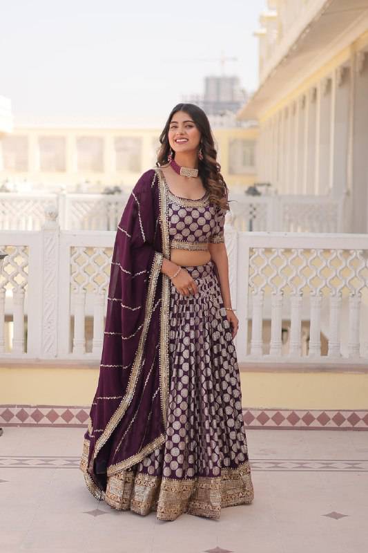 Gorgeous Viscous Jacquard Wedding Wear Lehenga Choli - Ethnicwish