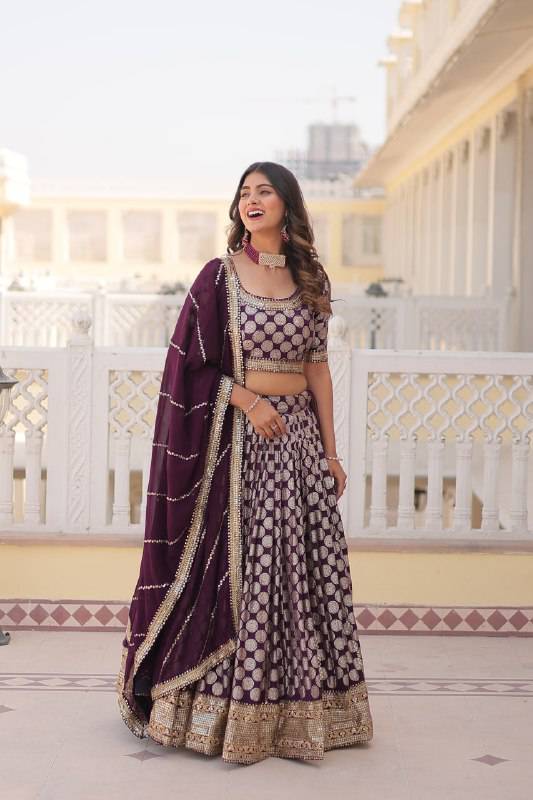 Gorgeous Viscous Jacquard Wedding Wear Lehenga Choli - Ethnicwish