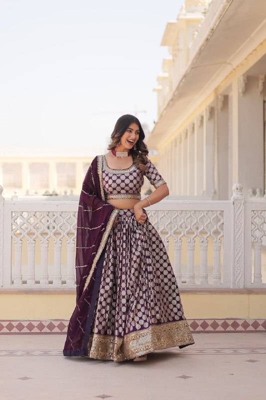 Gorgeous Viscous Jacquard Wedding Wear Lehenga Choli - Ethnicwish