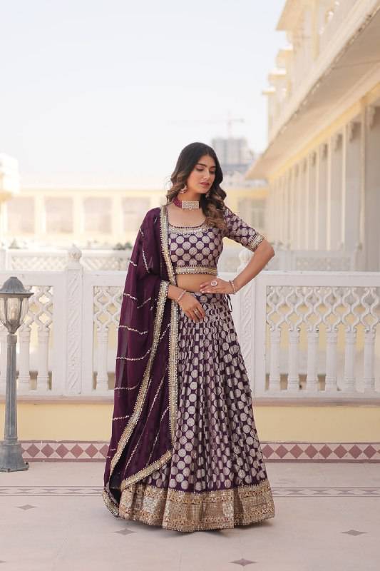Gorgeous Viscous Jacquard Wedding Wear Lehenga Choli - Ethnicwish