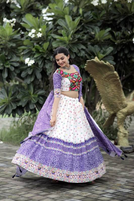 Dainty Rayon Printed Gamthi Worked Navratri Wear Lehenga Choli - Ethnicwish