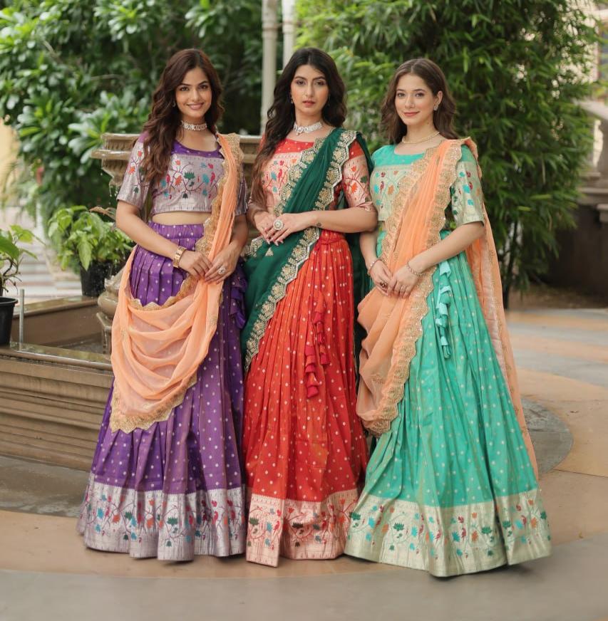 Exquisite Jacquard Meena Weaving Worked Lehenga Choli Set - Ethnicwish