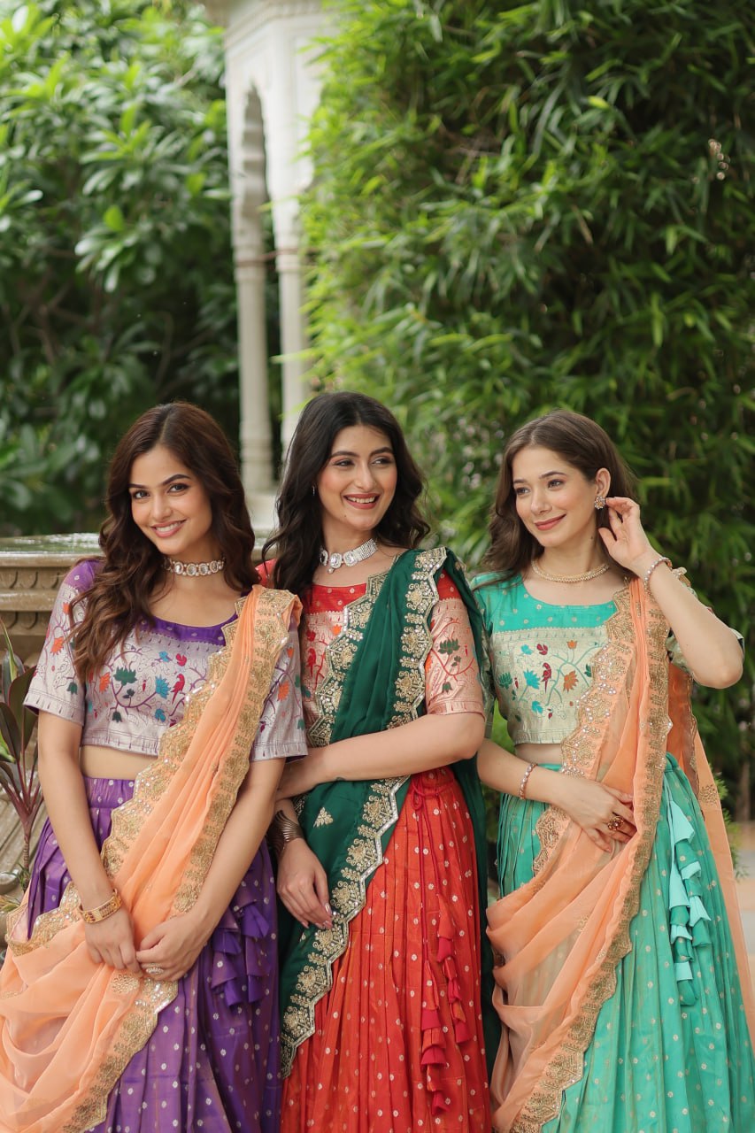 Exquisite Jacquard Meena Weaving Worked Lehenga Choli Set - Ethnicwish