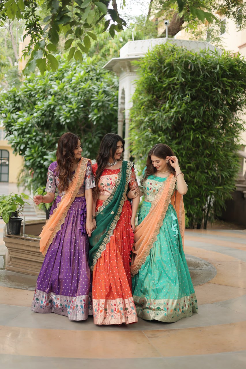 Exquisite Jacquard Meena Weaving Worked Lehenga Choli Set - Ethnicwish