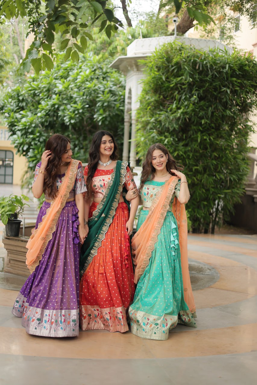 Exquisite Jacquard Meena Weaving Worked Lehenga Choli Set - Ethnicwish