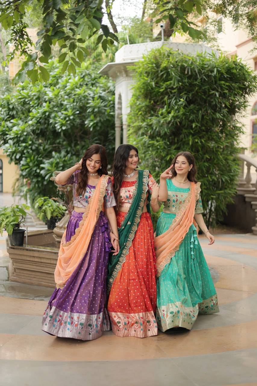 Exquisite Jacquard Meena Weaving Worked Lehenga Choli Set - Ethnicwish