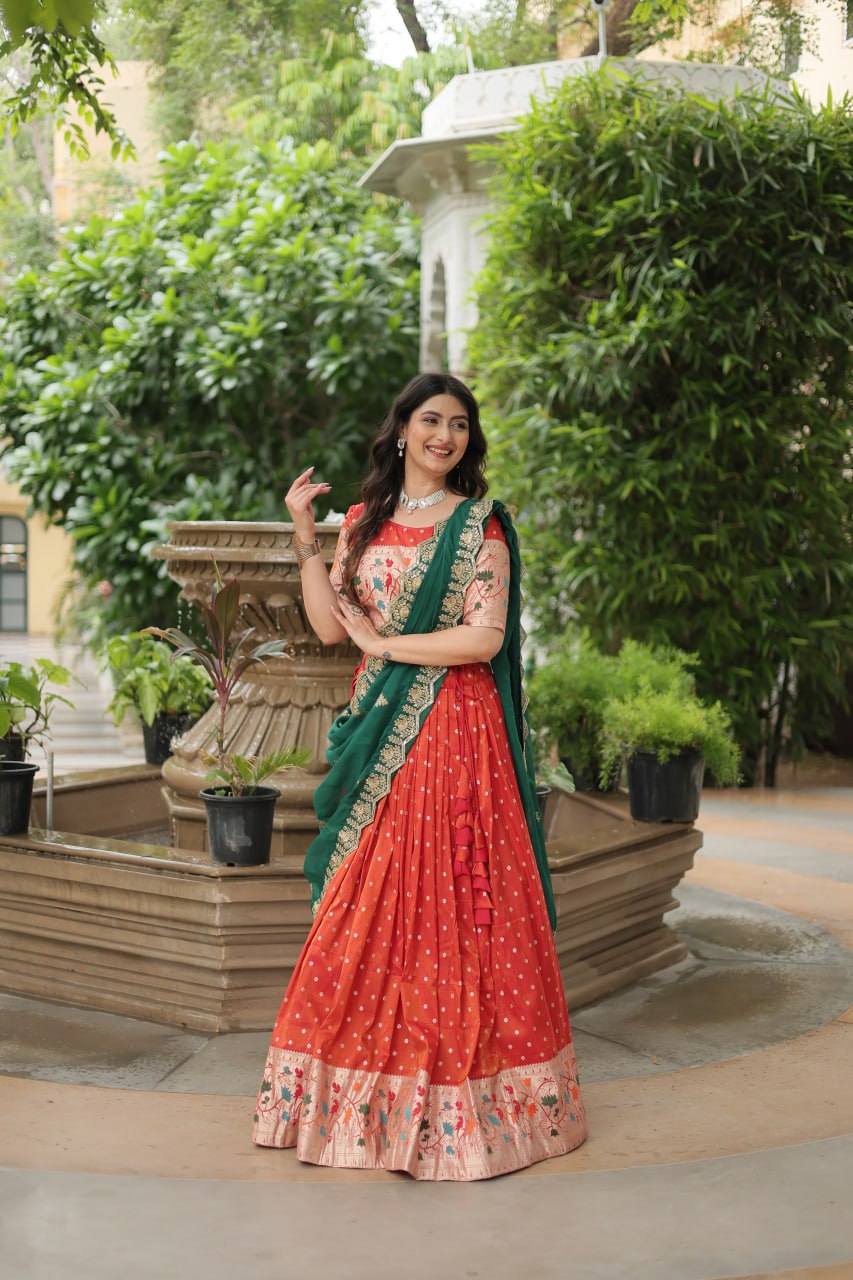 Exquisite Jacquard Meena Weaving Worked Lehenga Choli Set - Ethnicwish