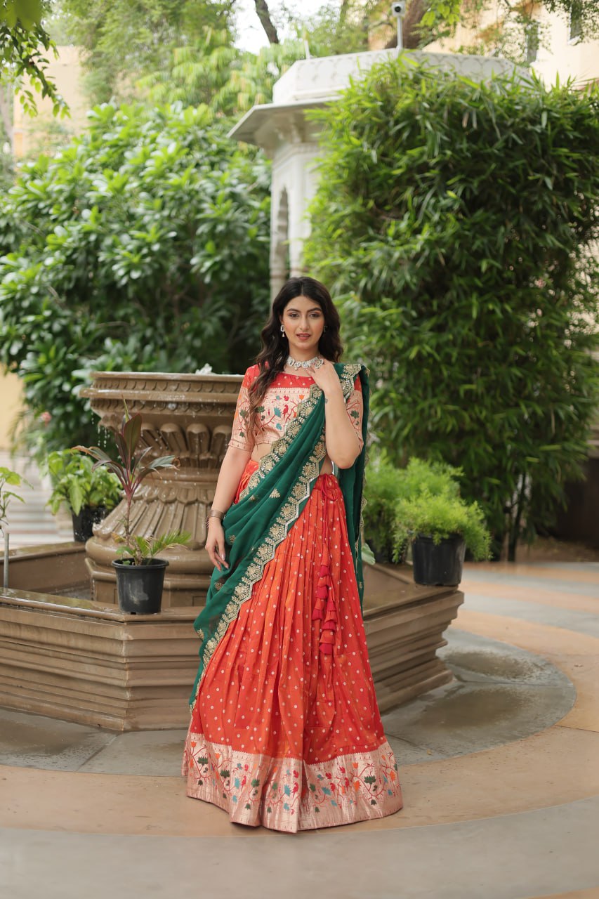 Exquisite Jacquard Meena Weaving Worked Lehenga Choli Set - Ethnicwish