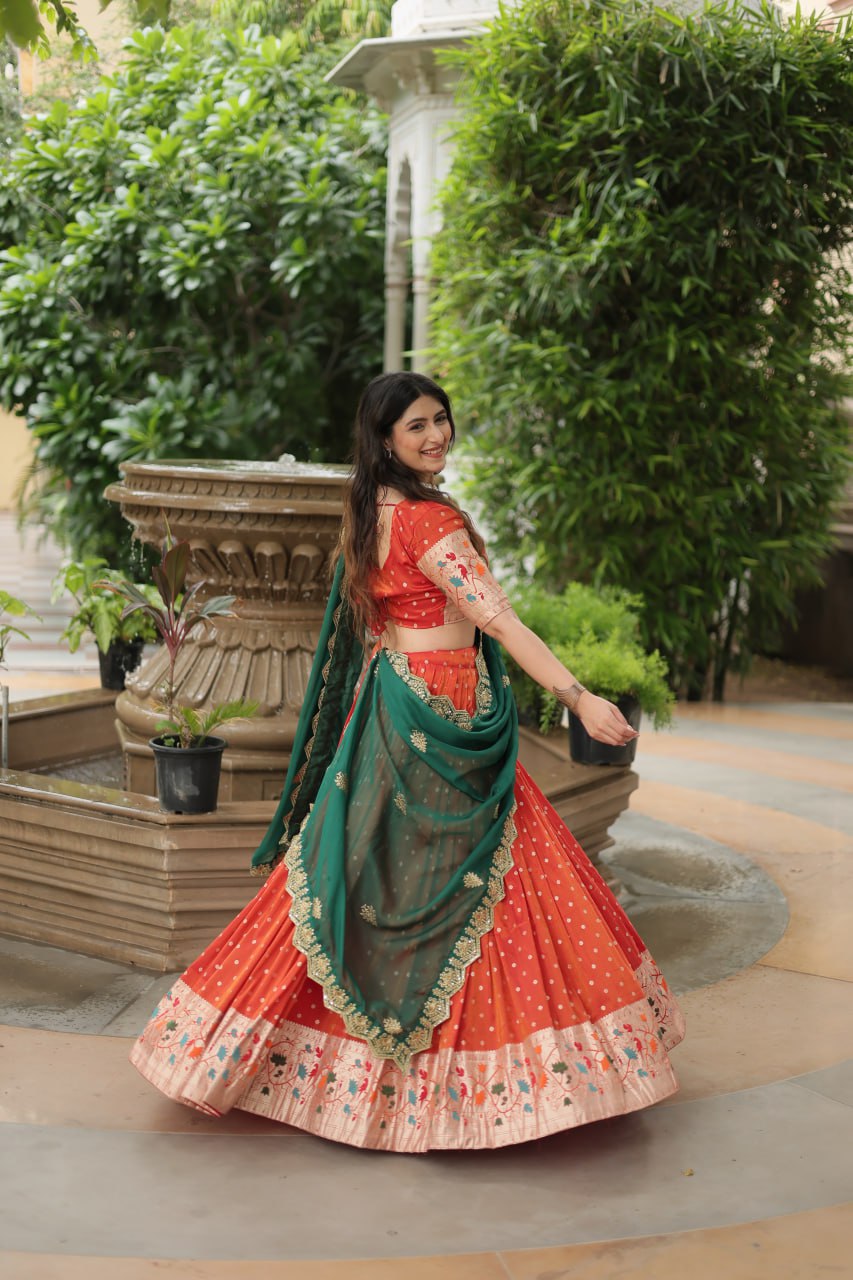Exquisite Jacquard Meena Weaving Worked Lehenga Choli Set - Ethnicwish