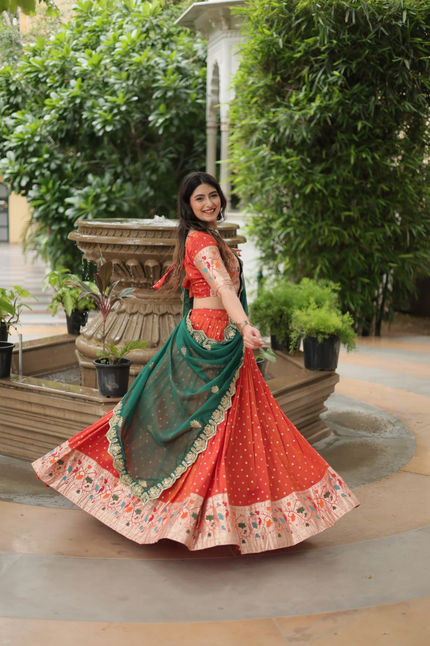 Exquisite Jacquard Meena Weaving Worked Lehenga Choli Set - Ethnicwish