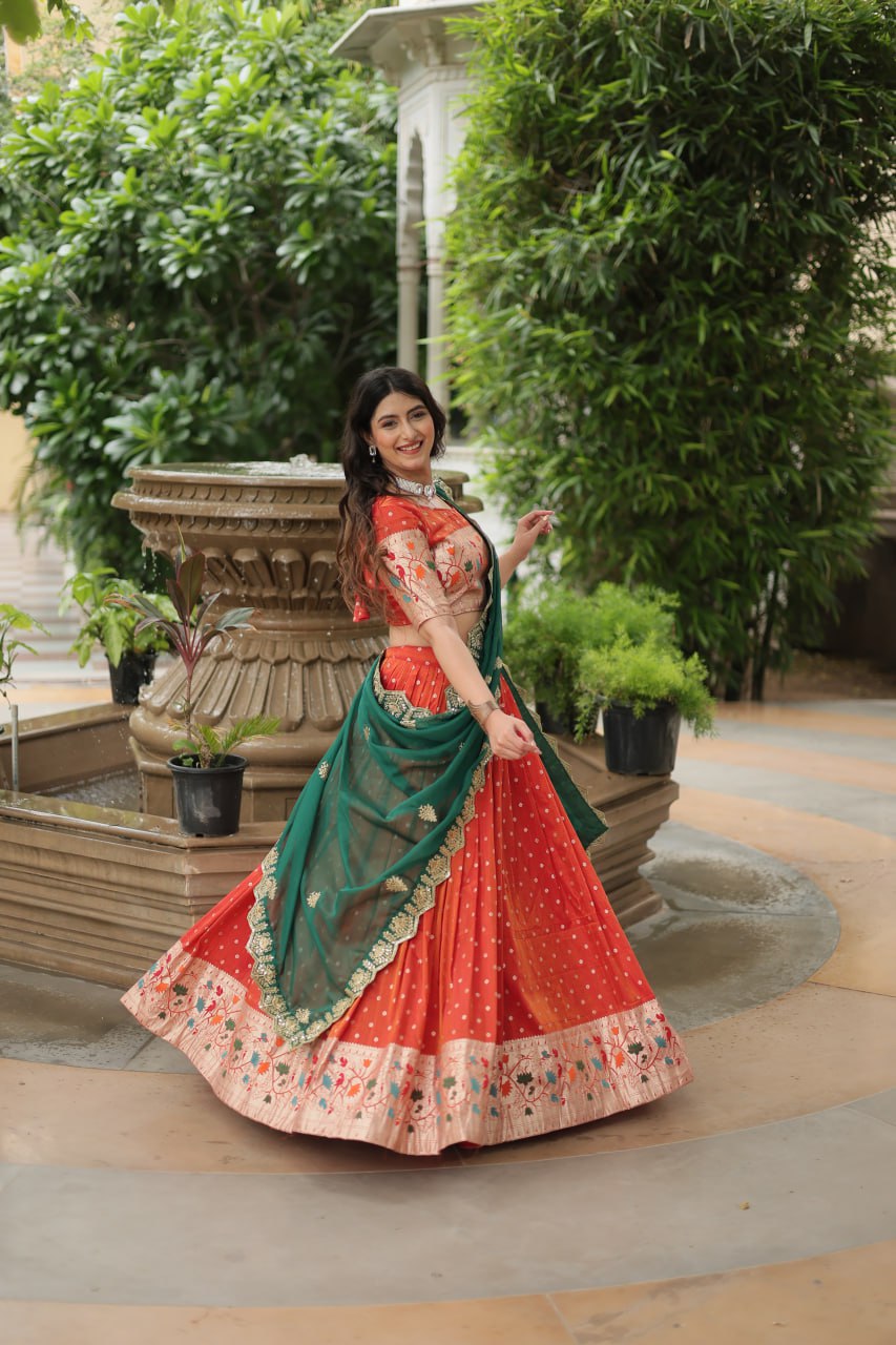 Exquisite Jacquard Meena Weaving Worked Lehenga Choli Set - Ethnicwish