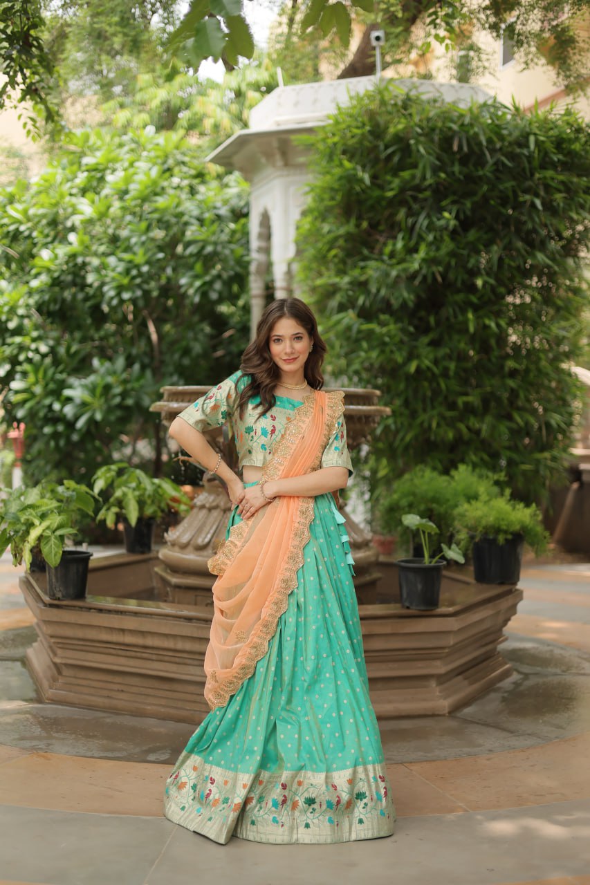 Exquisite Jacquard Meena Weaving Worked Lehenga Choli Set - Ethnicwish