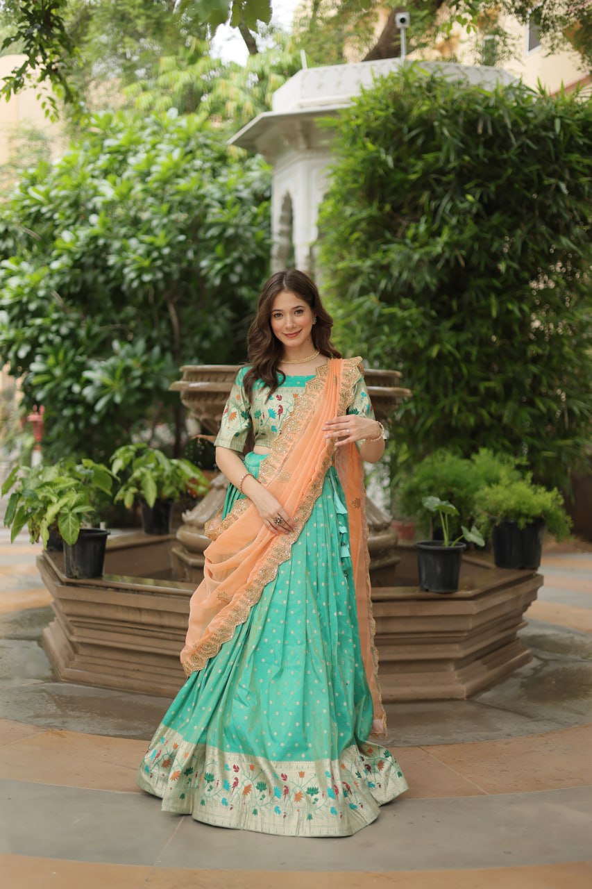 Exquisite Jacquard Meena Weaving Worked Lehenga Choli Set - Ethnicwish