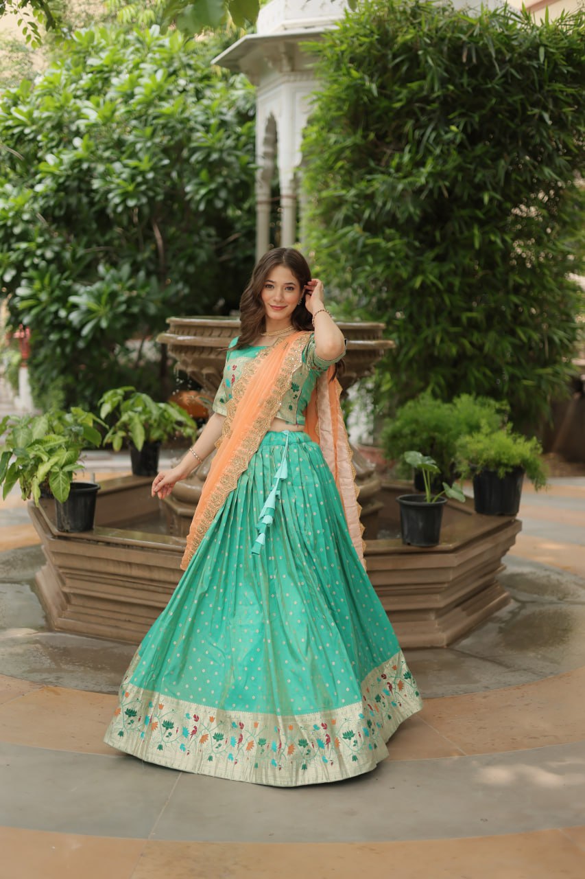 Exquisite Jacquard Meena Weaving Worked Lehenga Choli Set - Ethnicwish