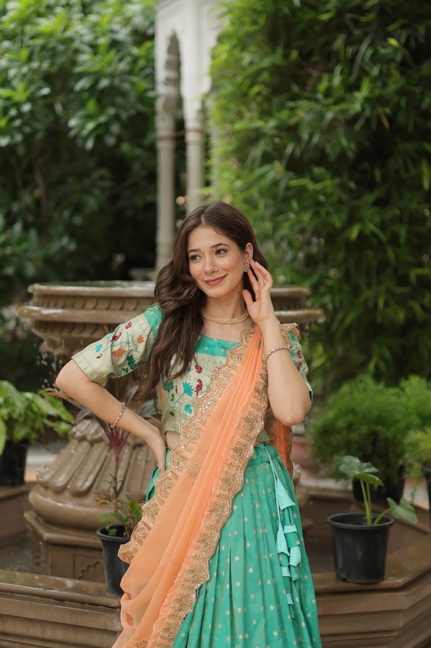 Exquisite Jacquard Meena Weaving Worked Lehenga Choli Set - Ethnicwish