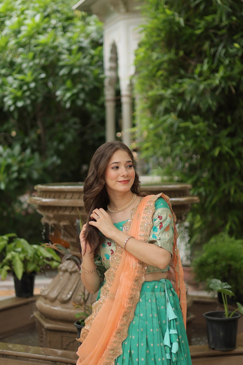 Exquisite Jacquard Meena Weaving Worked Lehenga Choli Set - Ethnicwish