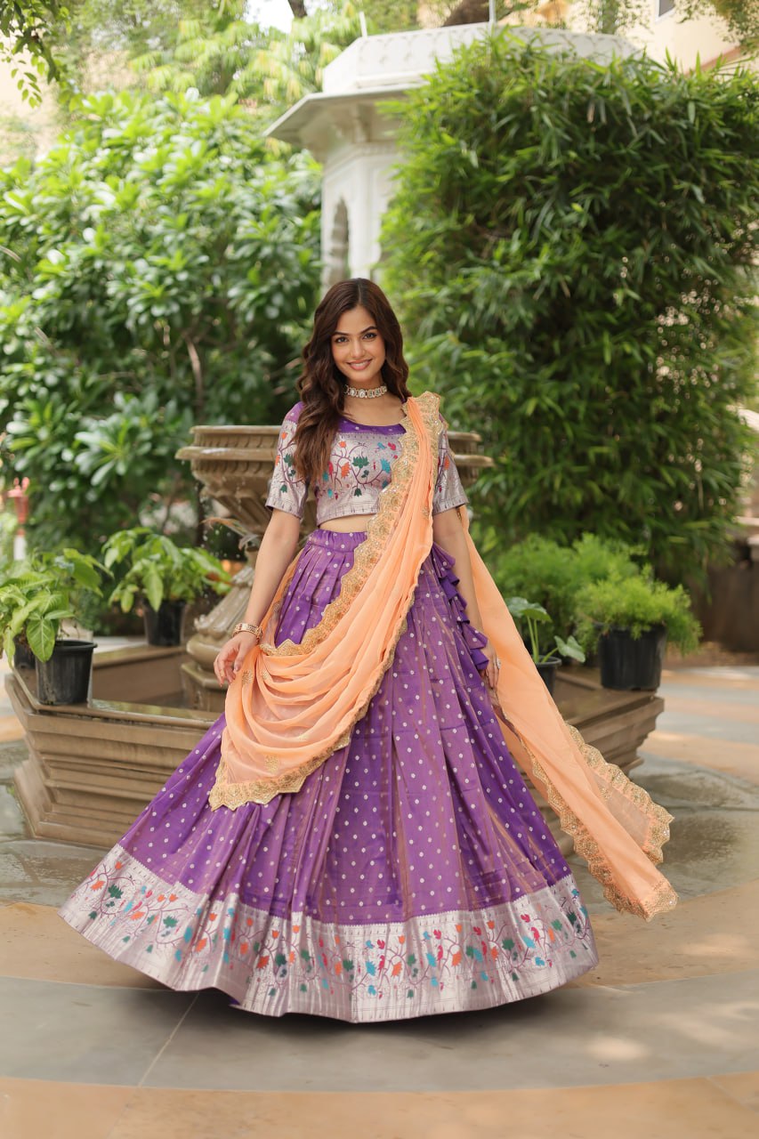Exquisite Jacquard Meena Weaving Worked Lehenga Choli Set - Ethnicwish