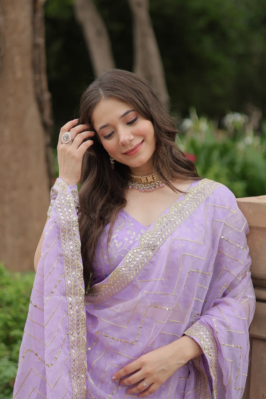 Lovely Viscous Jacquard Sequins Embroidered Lehenga Choli - Ethnicwish