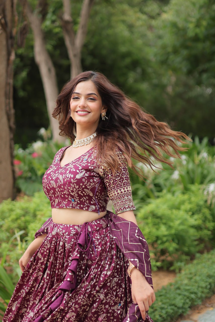 Lovely Viscous Jacquard Sequins Embroidered Lehenga Choli - Ethnicwish