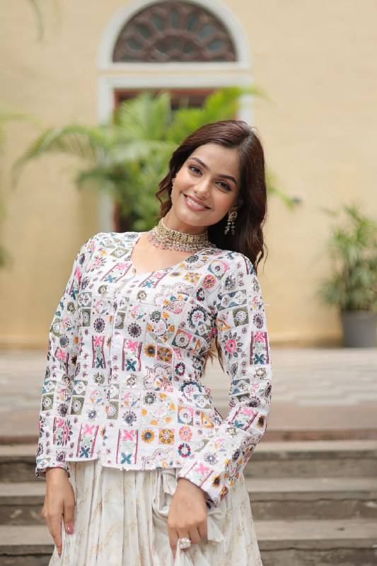 Sublime Viscous Jacquard Thread Sequins Worked Top Lehenga Set - Ethnicwish