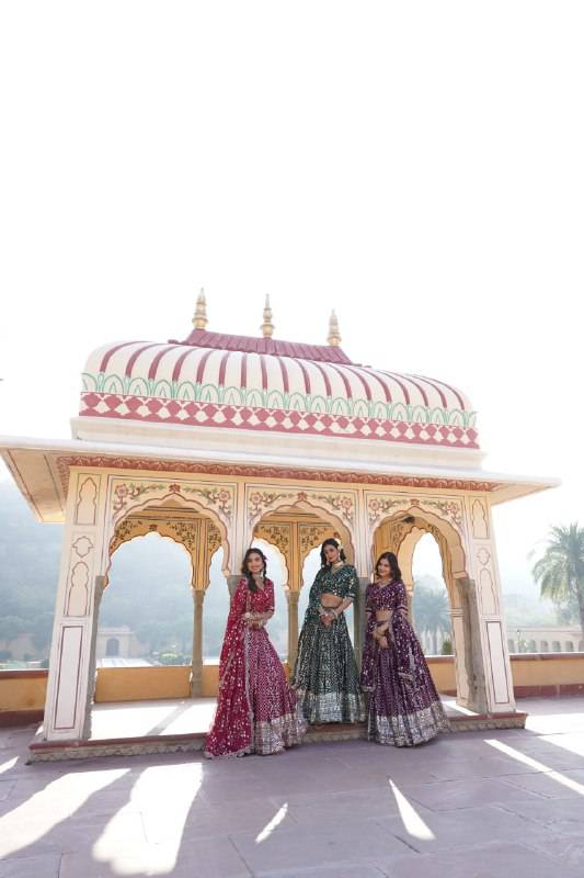 Compelling Viscous Jacquard Sequins Embroidered Lehenga Set - Ethnicwish