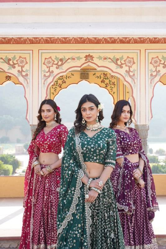 Compelling Viscous Jacquard Sequins Embroidered Lehenga Set - Ethnicwish