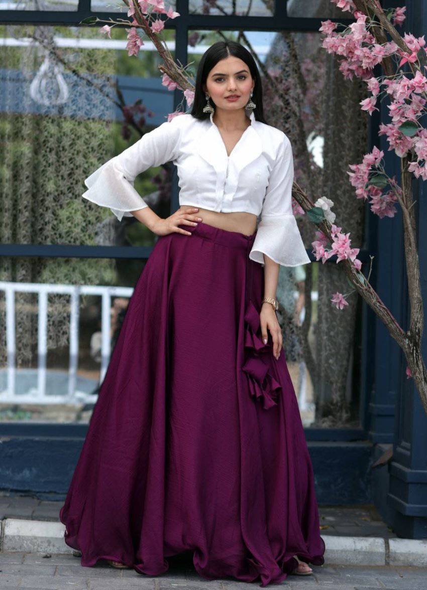 Passionate Chinon Fully Stitched Lehenga Choli Set - Ethnicwish