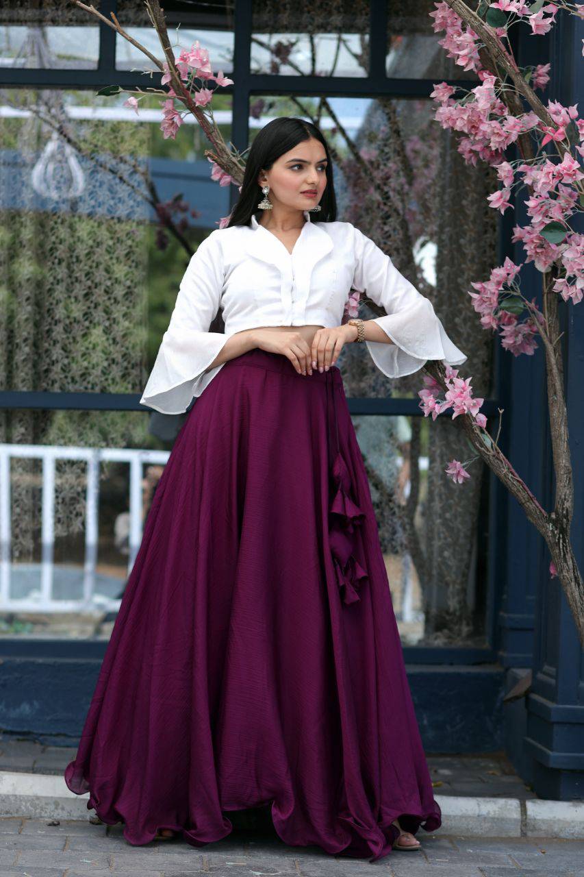 Passionate Chinon Fully Stitched Lehenga Choli Set - Ethnicwish