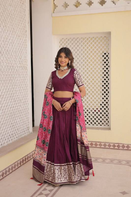 Stunning Viscous Jacquard Sequins Embroidered Lehenga Choli - Ethnicwish