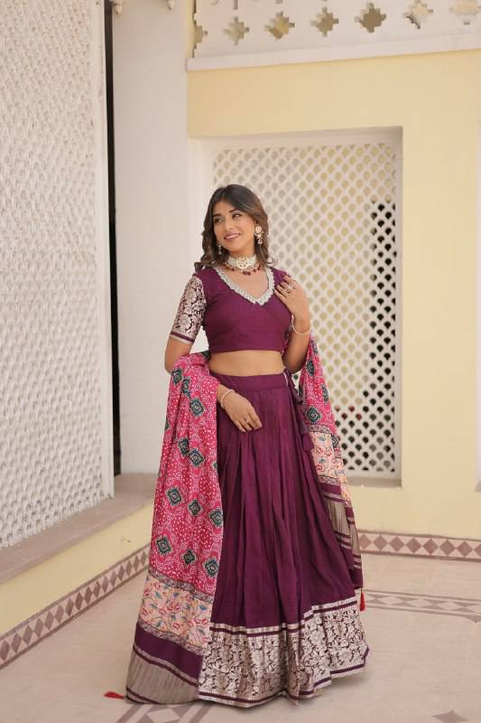 Stunning Viscous Jacquard Sequins Embroidered Lehenga Choli - Ethnicwish