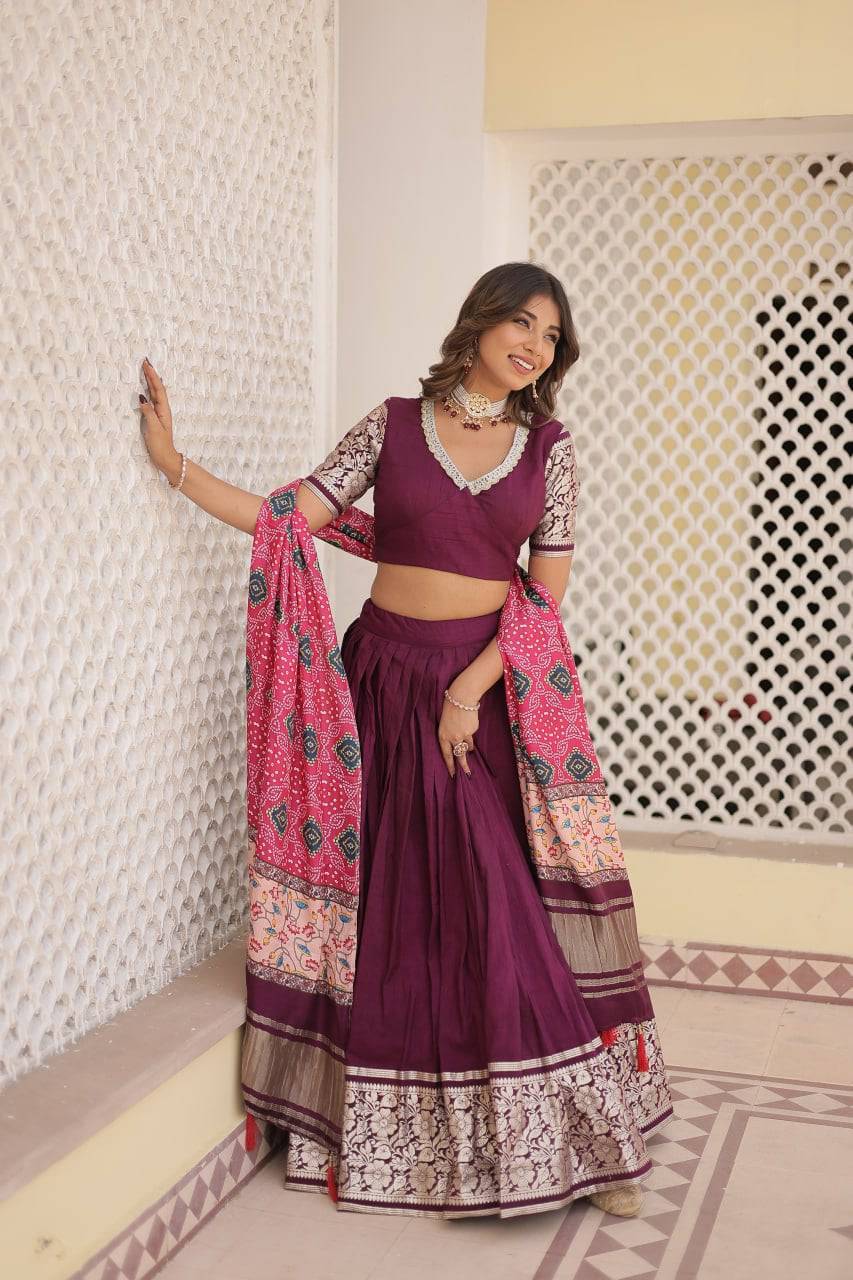 Stunning Viscous Jacquard Sequins Embroidered Lehenga Choli - Ethnicwish