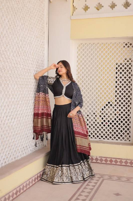 Stunning Viscous Jacquard Sequins Embroidered Lehenga Choli - Ethnicwish