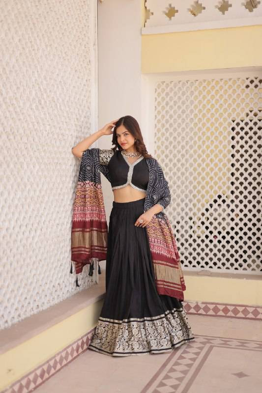 Stunning Viscous Jacquard Sequins Embroidered Lehenga Choli - Ethnicwish