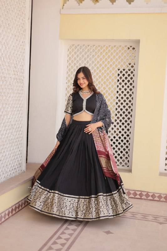 Stunning Viscous Jacquard Sequins Embroidered Lehenga Choli - Ethnicwish