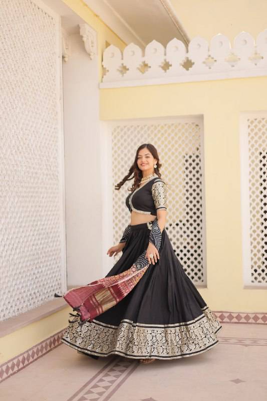 Stunning Viscous Jacquard Sequins Embroidered Lehenga Choli - Ethnicwish