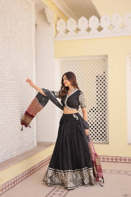 Stunning Viscous Jacquard Sequins Embroidered Lehenga Choli - Ethnicwish