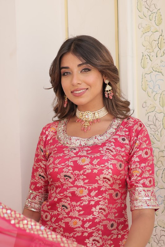 Magnificent Viscous Jacquard Designer Top Sharara Suit - Ethnicwish