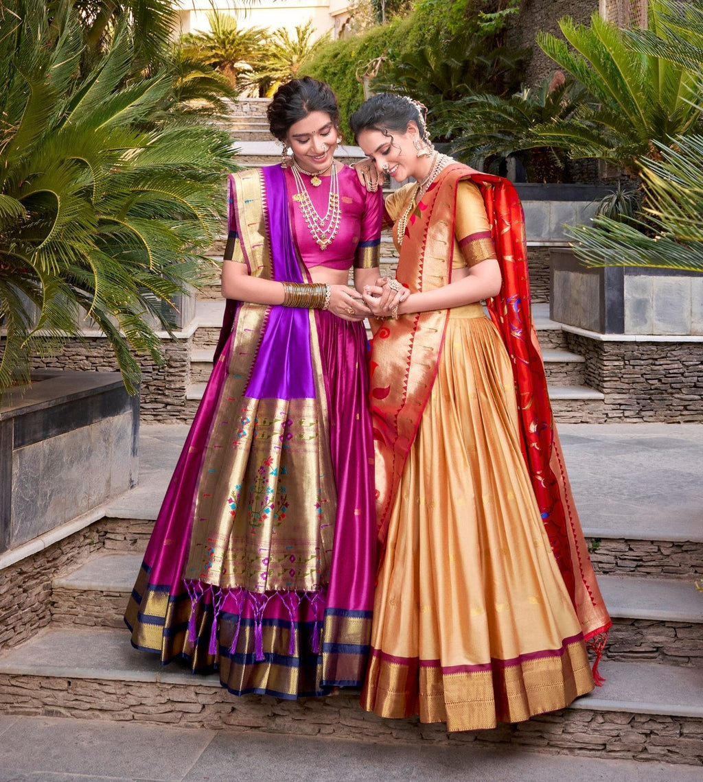 Beautiful Jacquard Silk Paithani Zari Weaving Worked Lehenga Choli - ETHNICDEAL