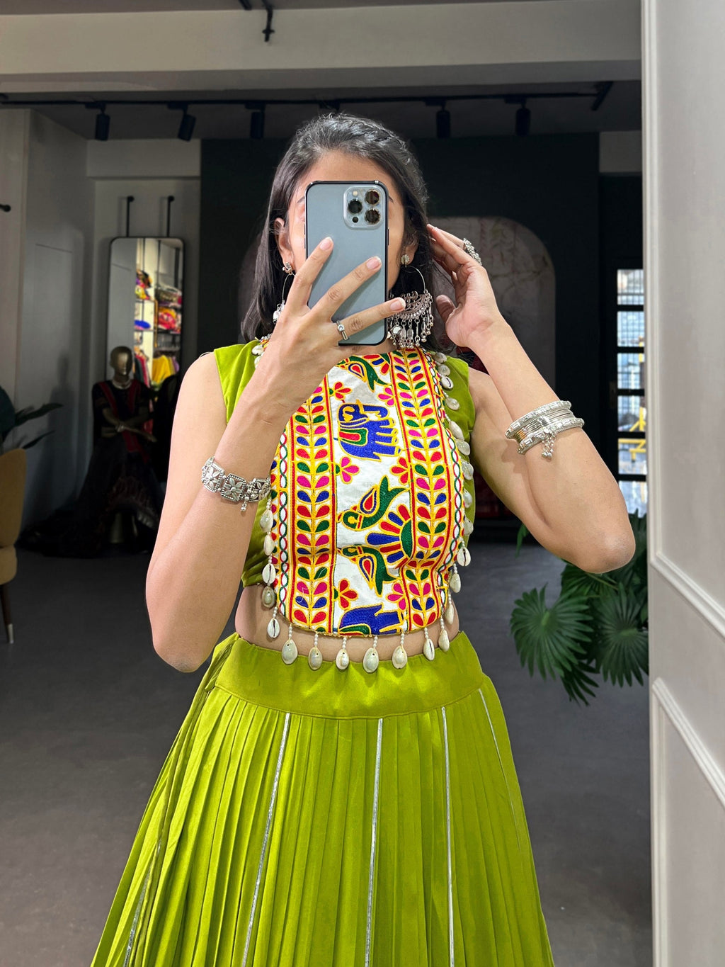 Mesmerizing Rayon Navratri Special Stitched Lehenga Choli Set - ETHNICDEAL