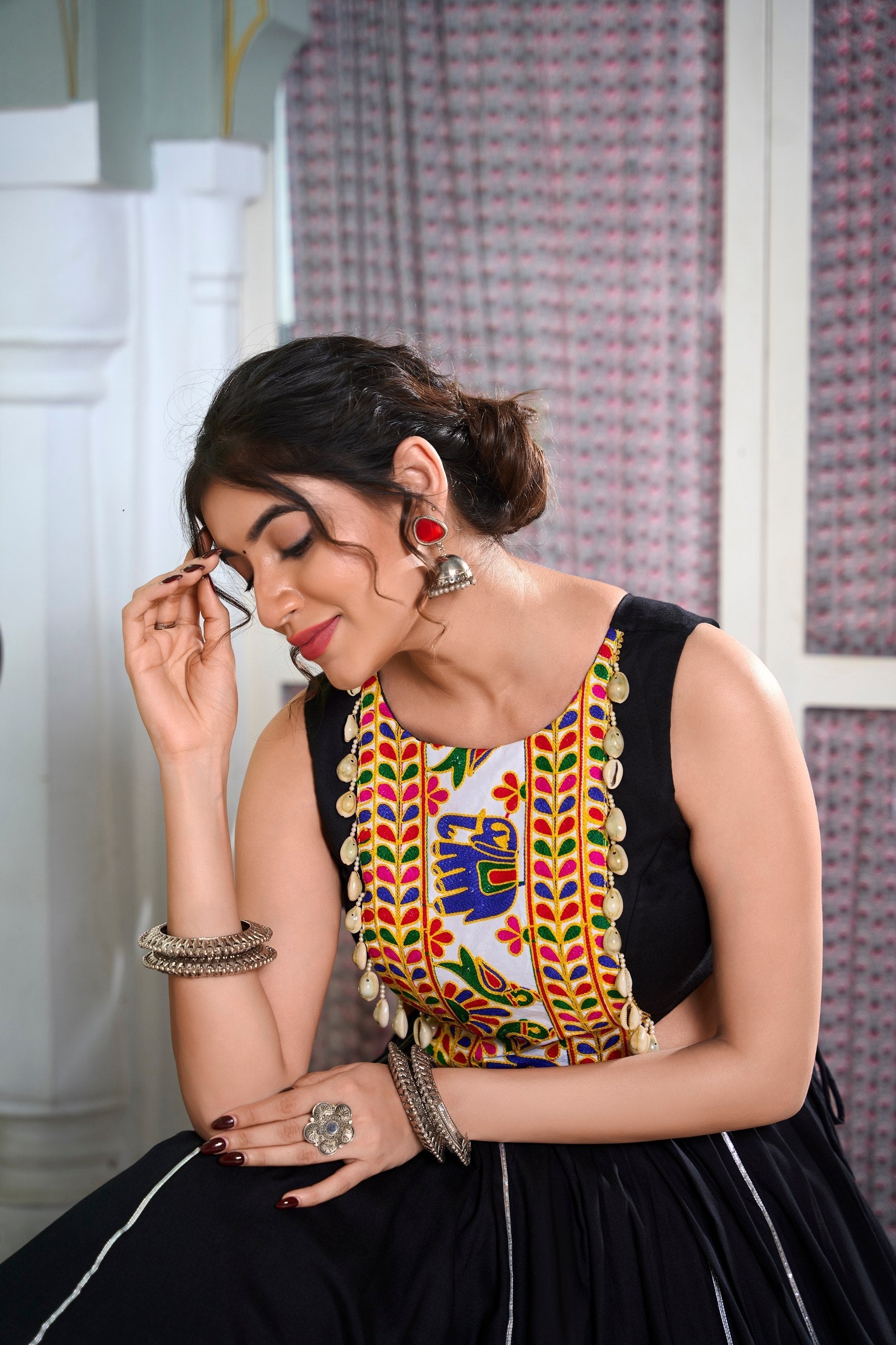 Mesmerizing Rayon Navratri Special Stitched Lehenga Choli Set - ETHNICDEAL