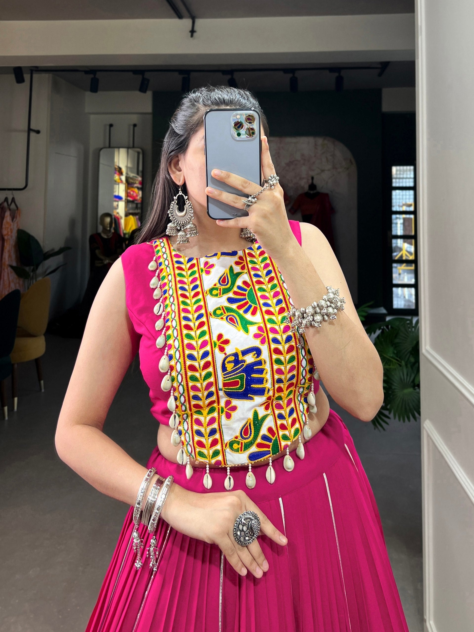 Mesmerizing Rayon Navratri Special Stitched Lehenga Choli Set - ETHNICDEAL