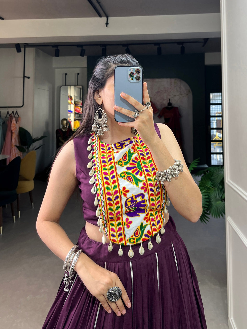 Mesmerizing Rayon Navratri Special Stitched Lehenga Choli Set - ETHNICDEAL