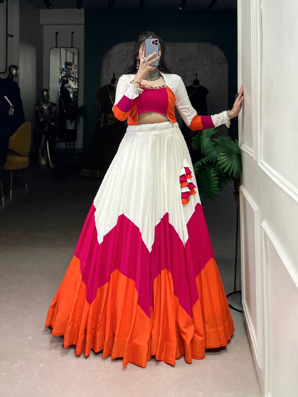 Navratri Wear Pure Rayon Fully Flared Lehenga Choli - ETHNICDEAL