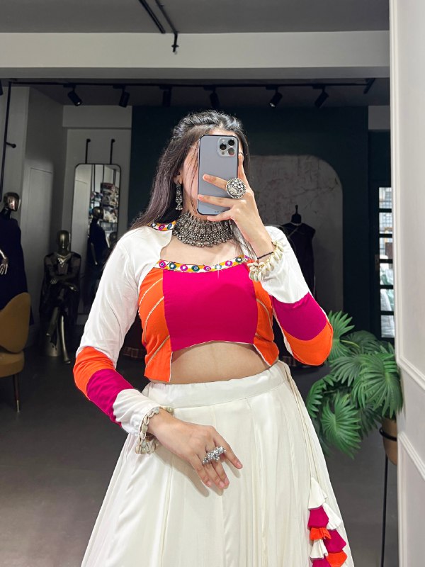 Navratri Wear Pure Rayon Fully Flared Lehenga Choli - ETHNICDEAL