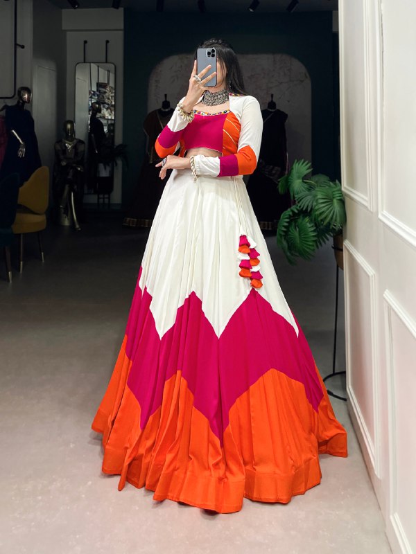 Navratri Wear Pure Rayon Fully Flared Lehenga Choli - ETHNICDEAL