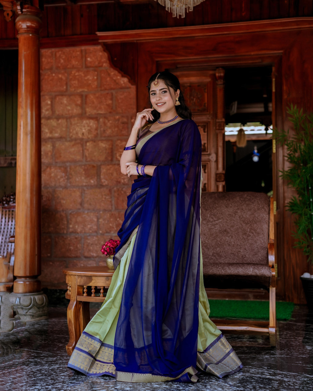 Stunning Pista Green Kanchipuram Silk Zari Weaving Worked Lehenga Choli - ETHNICDEAL